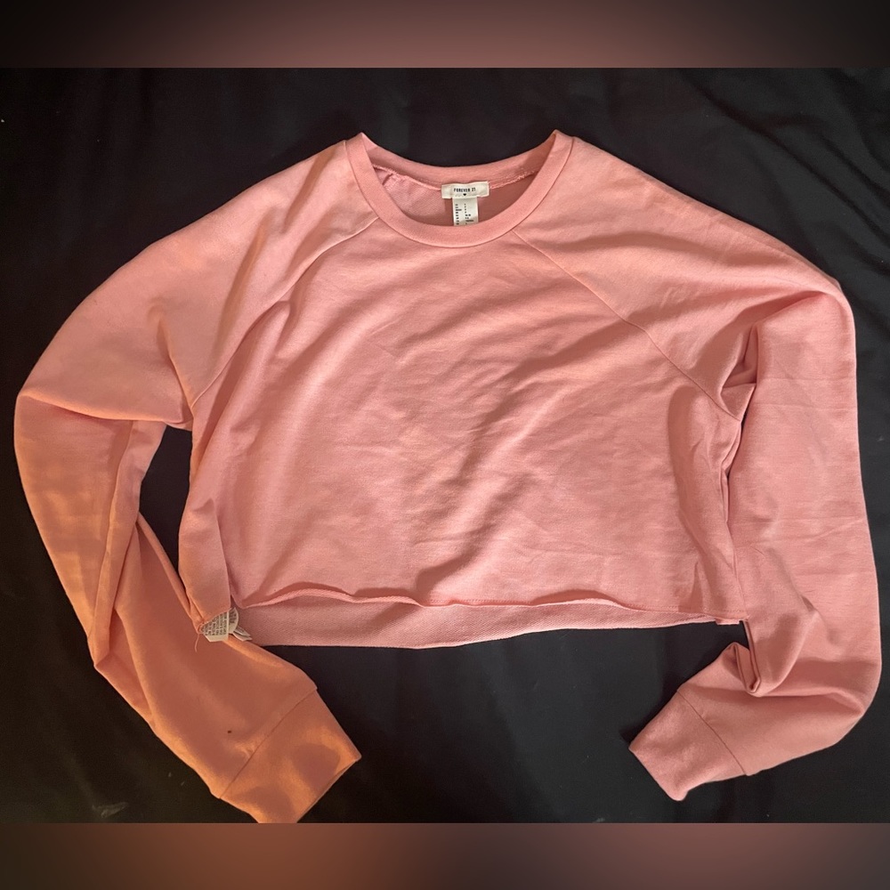 forever 21 crop long sleeve pink never worn